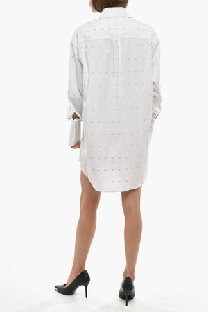Popeline-Bluse mit Hairline-Muster LOGO CIRCLE