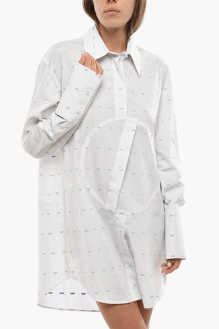 Popeline-Bluse mit Hairline-Muster LOGO CIRCLE