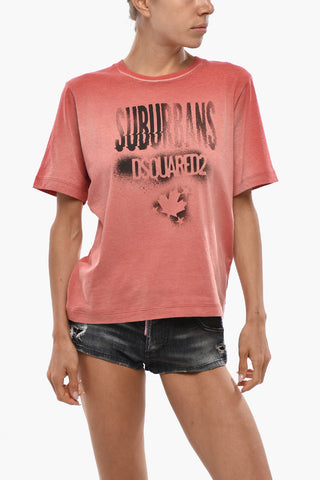 T-Shirt Mit Rundhalsausschnitt Aus Baumwollmischung Mit Farbverlauf-Logo