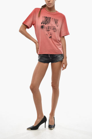 T-Shirt Mit Rundhalsausschnitt Aus Baumwollmischung Mit Farbverlauf-Logo