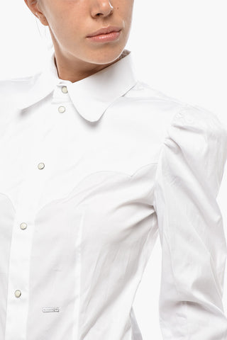 Bluse Aus Baumwoll-Popeline Mit Silbernem Logo