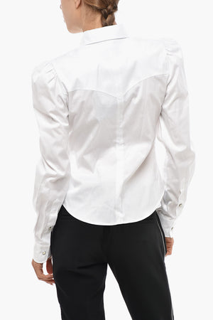 Bluse Aus Baumwoll-Popeline Mit Silbernem Logo