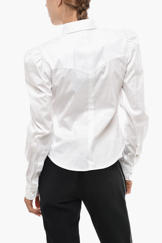 Bluse Aus Baumwoll-Popeline Mit Silbernem Logo