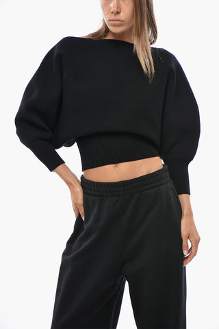 Crewneck Sweater With 3/4 Batwing Sleeves