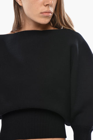 Crewneck Sweater With 3/4 Batwing Sleeves