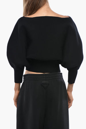 Crewneck Sweater With 3/4 Batwing Sleeves