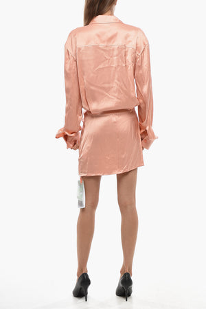 SEASONAL Satin Saharisches Hemdkleid TWIST
