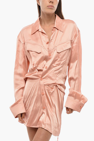 SEASONAL Satin Saharisches Hemdkleid TWIST