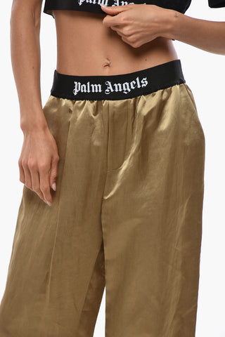 Pantaloni Pajama in Raso con Banda Elastica Logata