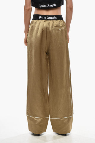 Pantaloni Pajama in Raso con Banda Elastica Logata