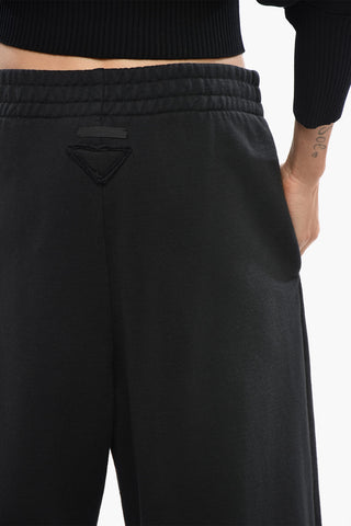 Brushed Cotton Joggers With Feather Hem