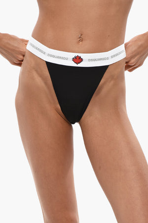 Stretch Cotton Thong with Logo Elastic Band