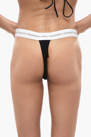 Stretch Cotton Thong with Logo Elastic Band