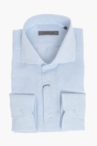 Camicia in Lino Effetto Delavè con Collo Francese