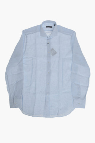 Camicia in Lino Effetto Delavè con Collo Francese