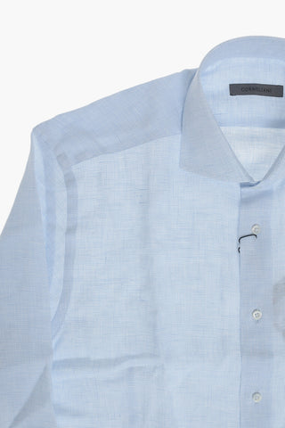 Camicia in Lino Effetto Delavè con Collo Francese