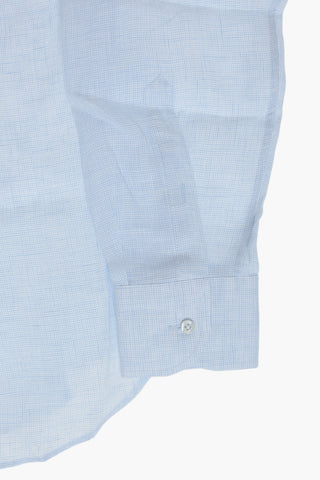 Camicia in Lino Effetto Delavè con Collo Francese