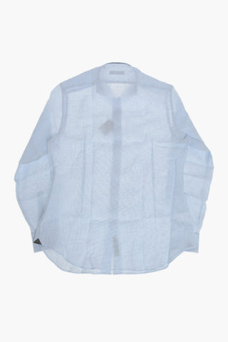 Camicia in Lino Effetto Delavè con Collo Francese