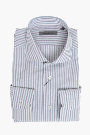 Striped Cotton-Linen Shirt With French Collar