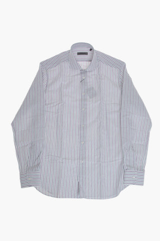 Striped Cotton-Linen Shirt With French Collar