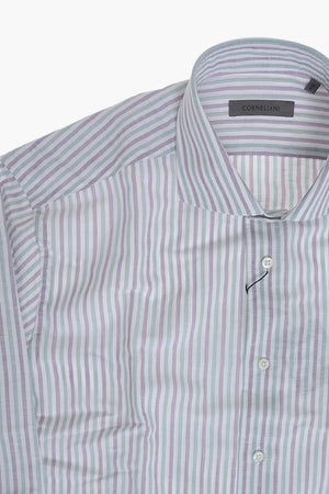 Striped Cotton-Linen Shirt With French Collar