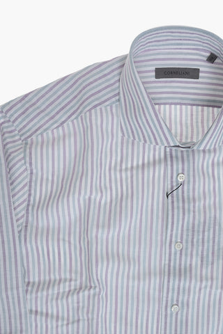 Striped Cotton-Linen Shirt With French Collar