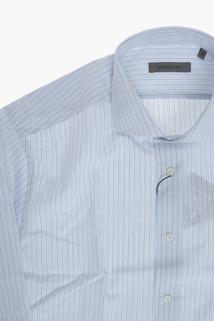 Camicia in Cotone a Righe con Collo Francese