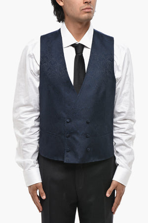 CODE Double-Breasted Waistcoat with Damask Pattern