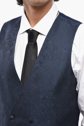 CODE Double-Breasted Waistcoat with Damask Pattern