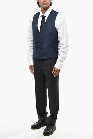 CODE Double-Breasted Waistcoat with Damask Pattern