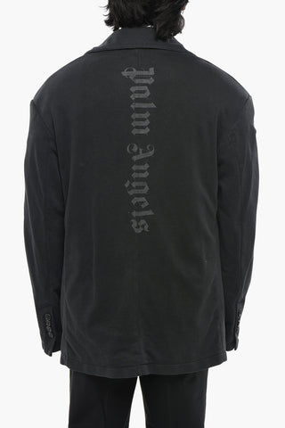 Giacca Monopetto in Cotone con Logo Stampato