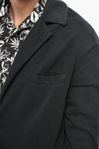 Giacca Monopetto in Cotone con Logo Stampato