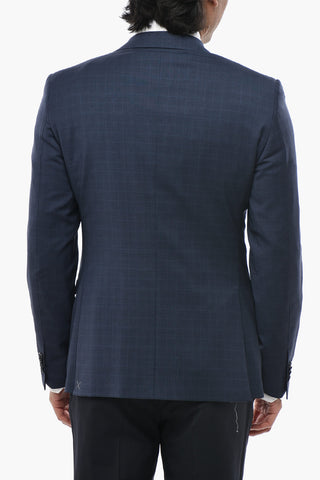 CC COLLECTION Sakko Aus Wollmischgewebe Mit District-Check-Muster