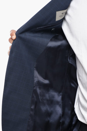 CC COLLECTION Wool-Blend Blazer With District Check Pattern