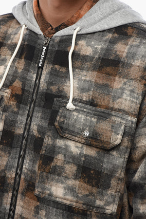 Karierter Overshirt mit Kapuze