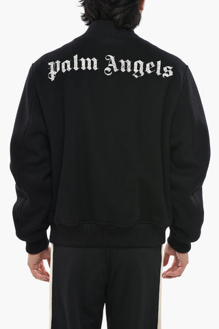 Giubbotto Varsity in Nylon e Lana Vergine con Bottoni Logati