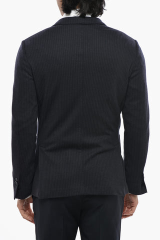 Unlined Virgin Wool Jersey Blazer with Pinstripe Pattern