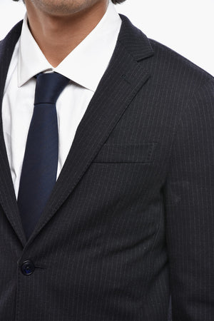 Unlined Virgin Wool Jersey Blazer with Pinstripe Pattern