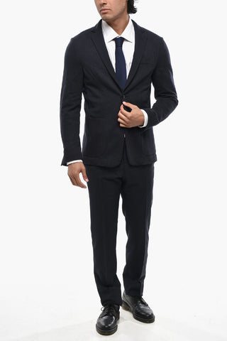 Unlined Virgin Wool Jersey Blazer with Pinstripe Pattern