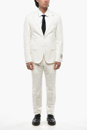 CC COLLECTION Cotton and Linen Two-Button Suit with Two Vents