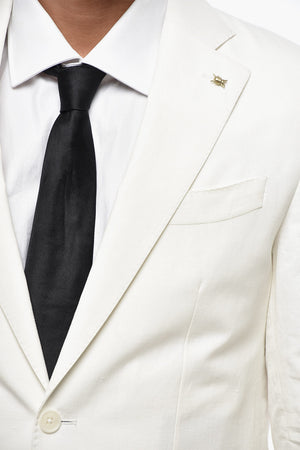 CC COLLECTION Cotton and Linen Two-Button Suit with Two Vents