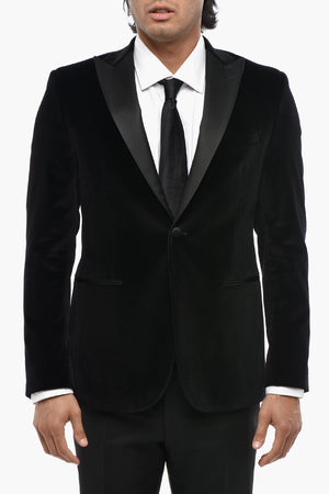 CODE Velour Blazer with Peak Lapel