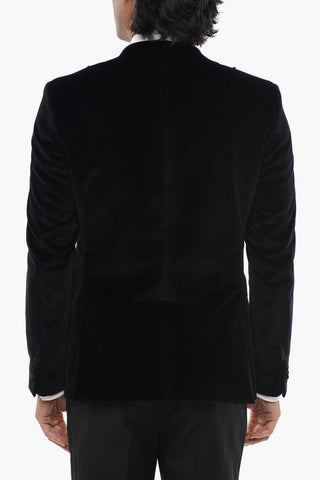 CODE Velour Blazer with Peak Lapel