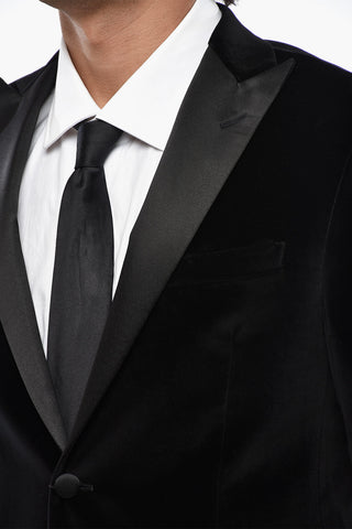 CODE Velour Blazer with Peak Lapel