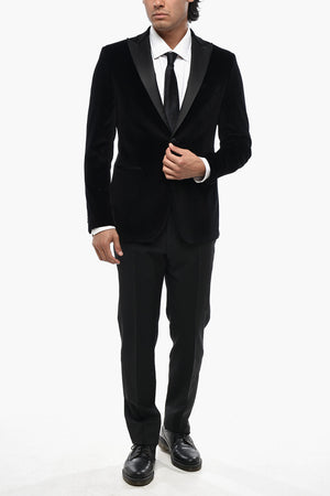 CODE Velour Blazer with Peak Lapel
