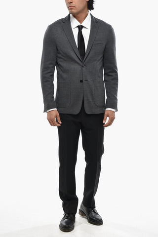 Unlined Virgin Wool Jersey Blazer with Pinstripe Pattern