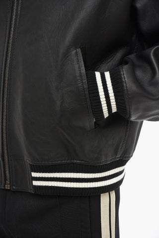 Leder-Bomber mit Kapuze