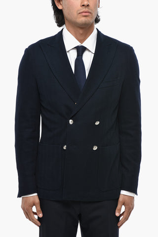 Blazer Sfoderato Doppiopetto in Cotone Testurizzato