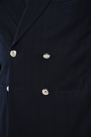 Blazer Sfoderato Doppiopetto in Cotone Testurizzato