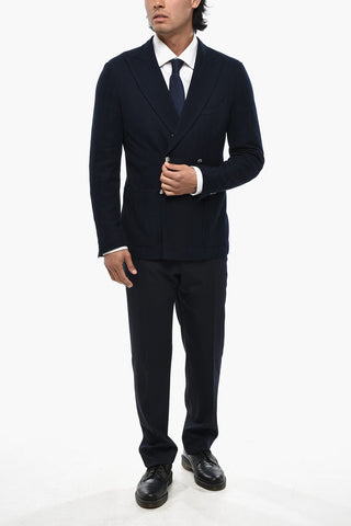 Blazer Sfoderato Doppiopetto in Cotone Testurizzato